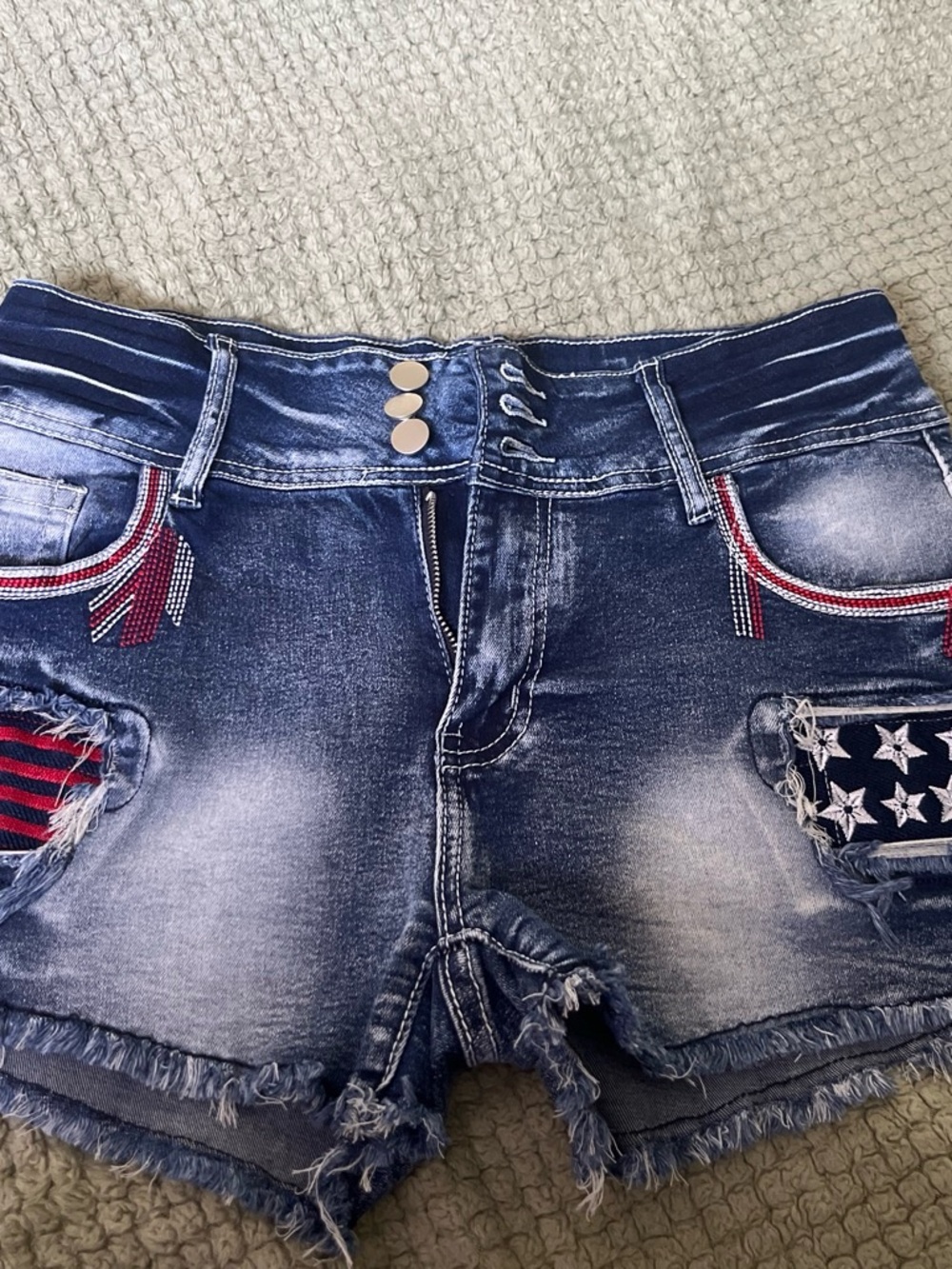 Vintage American Flag Denim Shorts 🇺🇸 Y2K Festival Summer